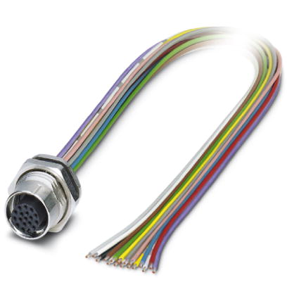 Phoenix Contact M12 Receptacle; SACC-DSI-FS-17CON-PG9/0;5 SCO; Female; 17-Pin; 17-Wire; A - Standard Key; Rear Mount; 0.5m Lead Wire